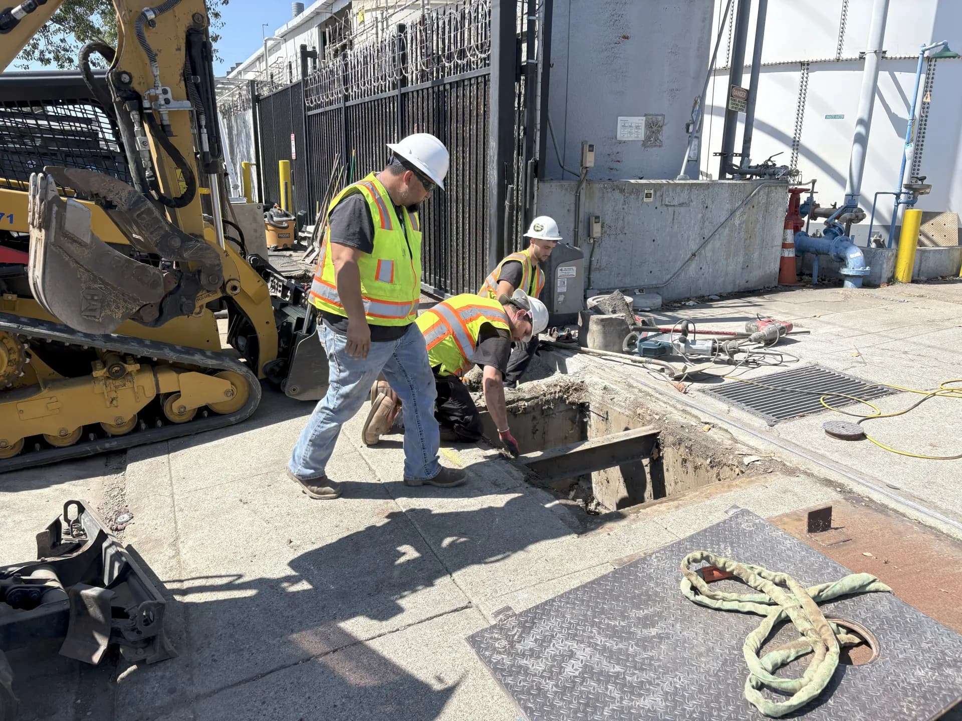 Guerra Bros. Plumbing team performing commercial utility work in the Bay Area