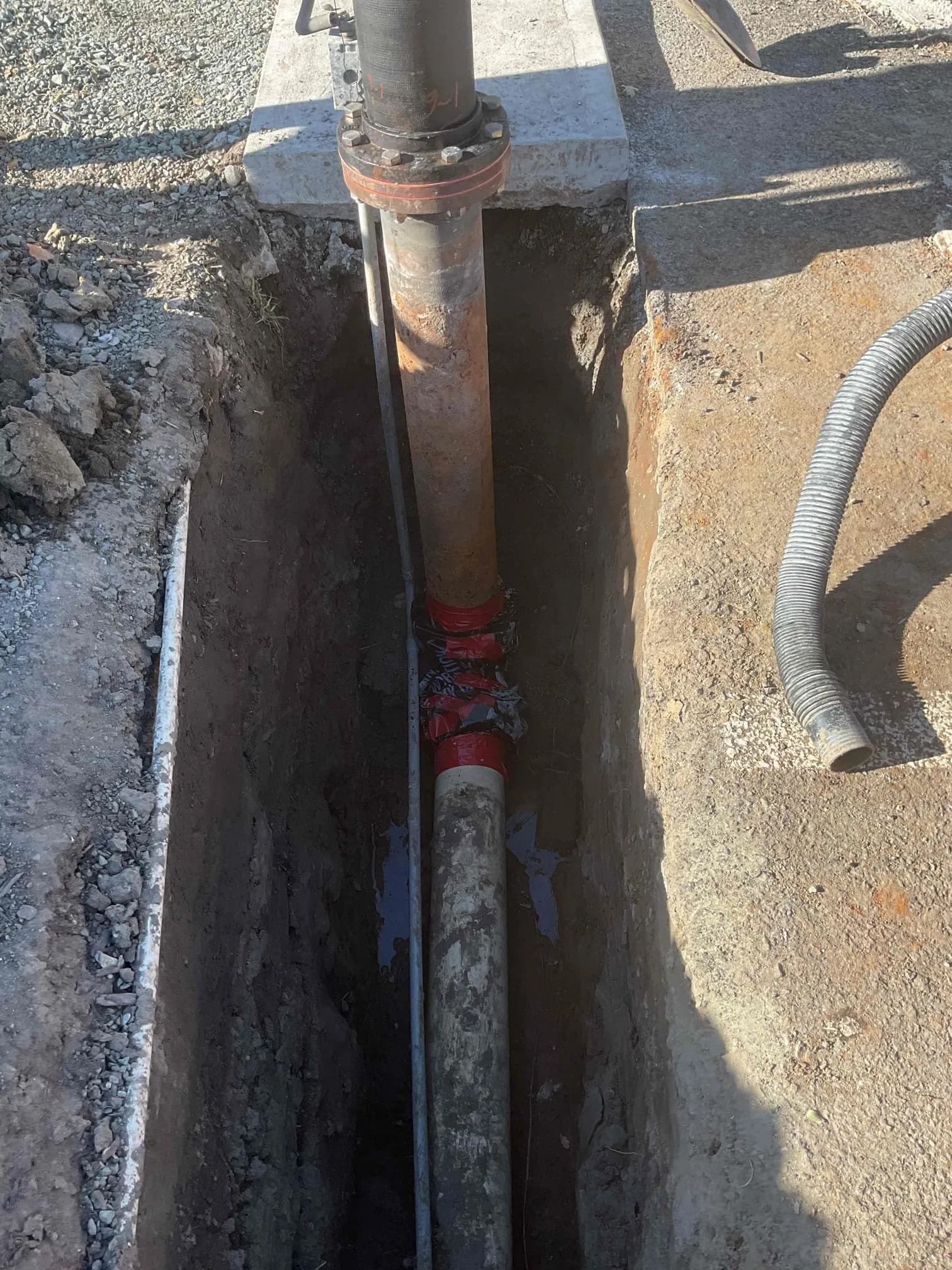 Underground water main replacement in progress — Guerra Bros. Plumbing sewer services