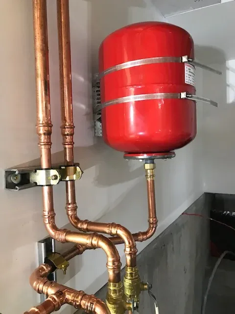 Expansion tank and copper plumbing installation — Guerra Bros. Plumbing