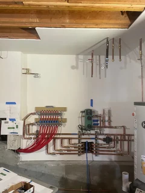 Complete hydronic radiant heating system installed by Guerra Bros. Plumbing